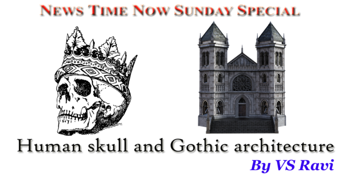 Human skull and Gothic architecture