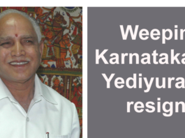 Weeping Karnataka CM Yediyurappa resigns