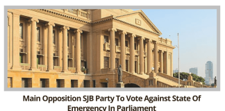 Main Opposition SJB Party To Vote Against State Of Emergency In Parliament