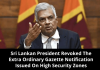 Sri Lankan President Revoked High Security Zone Gazette Notification